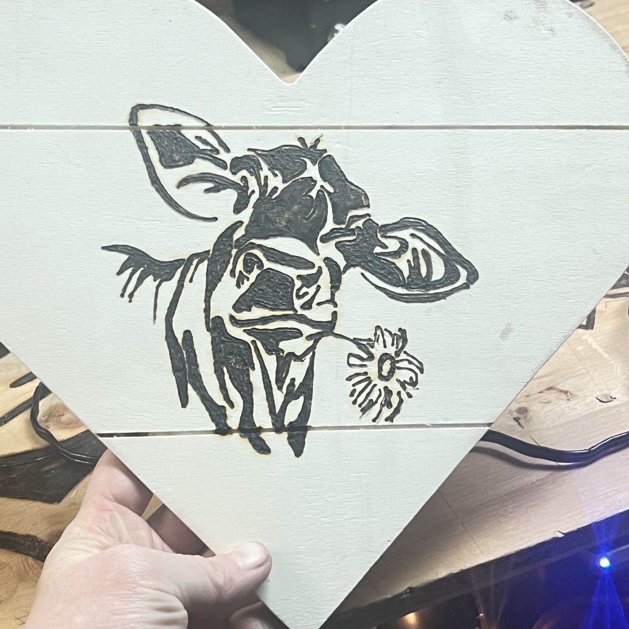 cows, woodburning